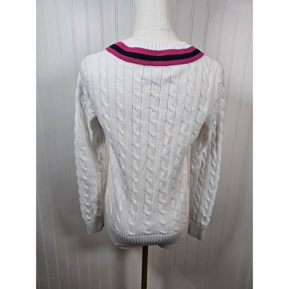 Lauren Ralph Lauren Active Cable-Knit Sweater Women's S Varsity Preppy Tennis - Picture 3 of 9